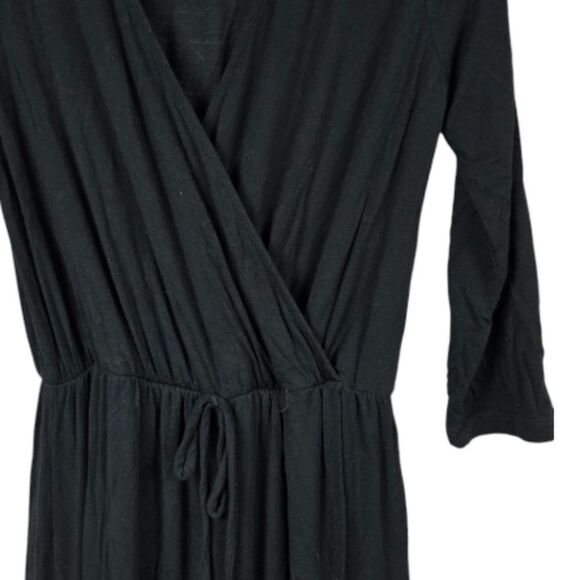 Everly Black Maternity Nursing Maxi Dress | Faux Wrap Jersey Knit Medium Comfy - Picture 2 of 8